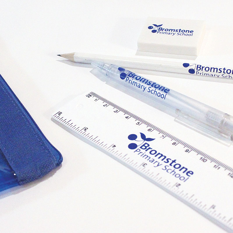 school pencil case set, ruler, pencil, eraser, pen printed case