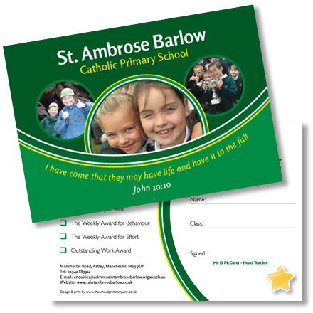 school postcard certificate design and print colour presentation